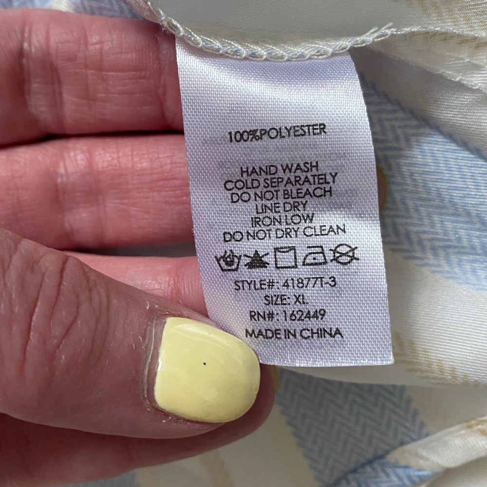 Milk & Honey Blue White Striped Puff Sleeve Button Up Blouse Top XL 41877T-3 - Picture 6 of 9